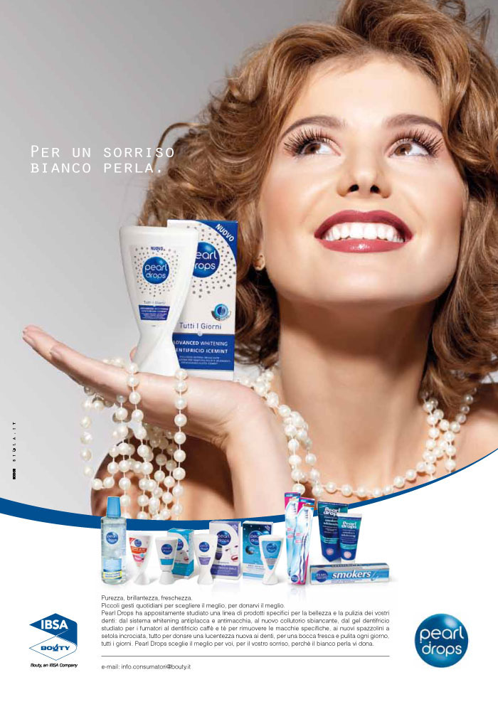 Pearl Drops. Campagna pubblicitaria 2012: Per un sorriso bianco perla